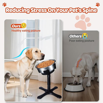 Elevated Adjustable Dog Bowl Feeding Stand, 3 Heights and Tiled Ajudst, Compatible with Moost Feeding Bowls, Great for Medium Large Dogs(2 Pack-C)