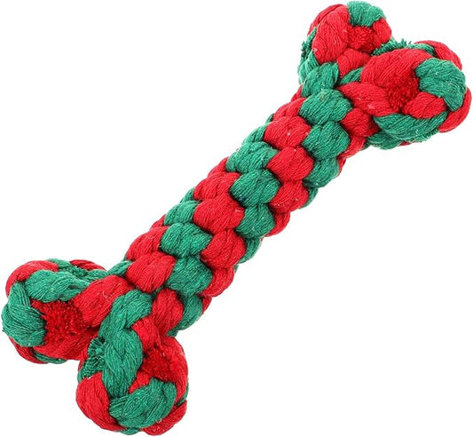 Dog Chew Bone Shaped Cotton Rope Interactive Molar Chewing 15cm for Pet Dogs Teeth Cleaning and Tug Play