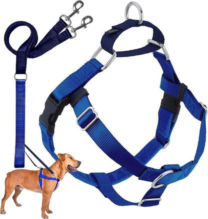 2 Hounds Design Freedom No Pull Dog Harness, Adjustable Harness and Leash Set, Easy Walking & Comfortable Control, Fits Small, Medium & Large Dogs, Solid Colors, Made in USA, 1" XL, Royal Blue