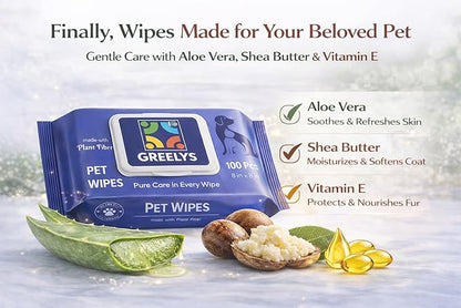 Dog Wipes for Paws, Butt & Body – Thick Plant Based Pet Wipes, Unscented, Gentle for Sensitive Skin (100 Count)