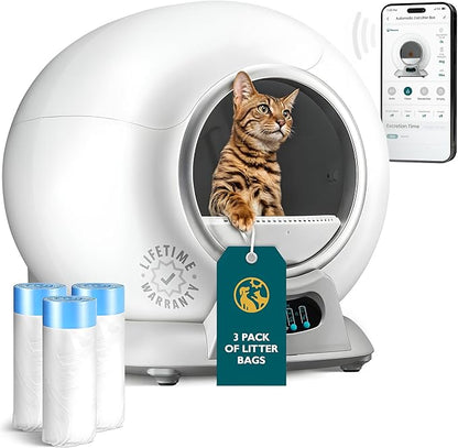 Petcove – Automatic Self Cleaning Litter Box – PurrTek Smart Automatic Litter Box for Multi-Cat Homes with Smart App Control (5GHz Wi-Fi), Triple Odor Control Quiet Operation & Advanced Safety Sensors