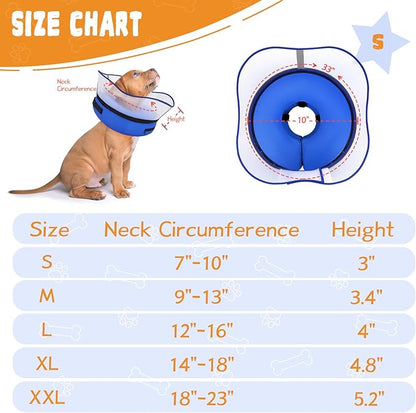 Elevated Inflatable Dog Cone Collar Alternative After Surgery, Dog Donut Collar, Soft Pet Cone to Stop Licking for Small Medium Large Dogs