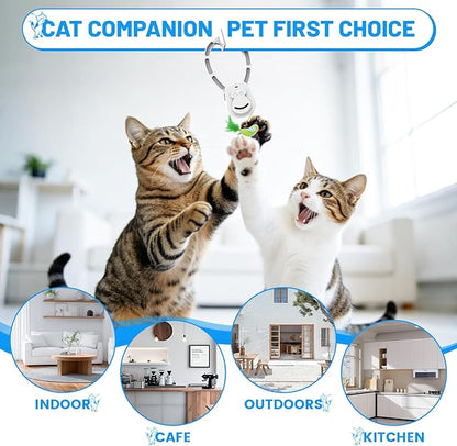 Interactive Cat Toys for Indoor Cats, Automatic Hanging Feather Cat Toy with Realistic Fluttering & Quiet Motor, USB Rechargeable Door Mounted Feather Wand for Bored Kittens & Adult Cats (White)