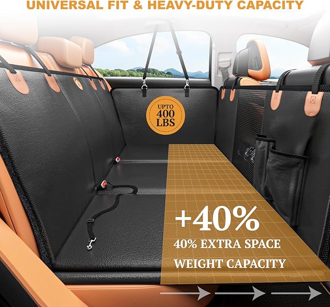 Dog Seat Extender for Cars, Heavy-Duty Waterproof Dog Travel Back Seat Bridge, Anti-Scratch, Easy-Clean Surface, Designed for SUV and Truck Owners with Active Dogs, 400lb Max Load