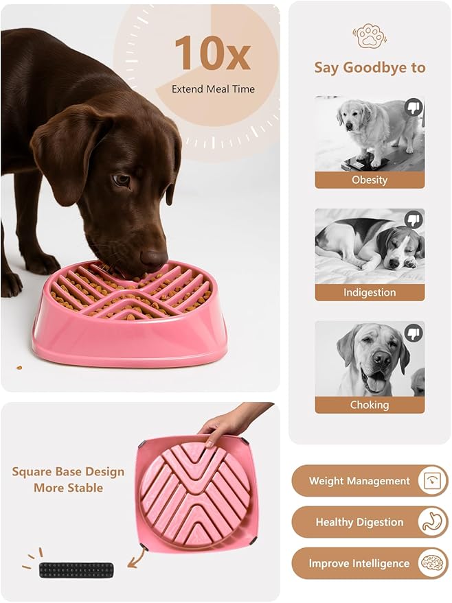 KASBAH Slow Feeder Dog Bowls Large Breed, 5 Cups Capacity for Wet & Dry Food, Puzzle Maze Bowl for Fast Eaters, Non-Slip Base, BPA Free, Helps Prevent Bloat and Aid Digestion