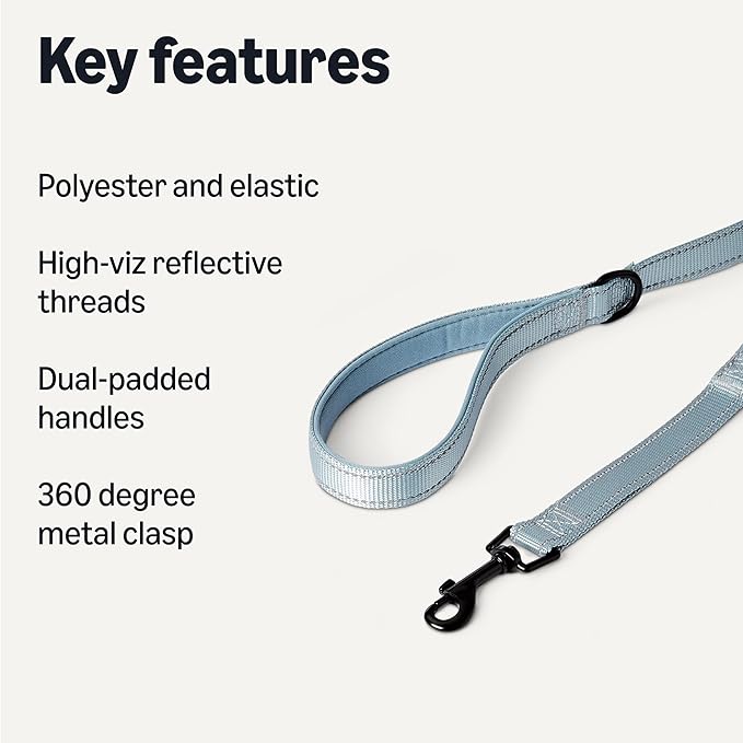 Amazon Basics Reflective Dog Leash with Dual-Padded Handles and D Ring, 6ft