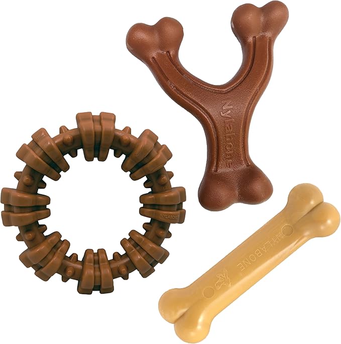 Nylabone Customer Favorites Power Chew Toy Bundle for Dogs, Indestructible Dog Toys for Aggressive Chewers, Pack of 3 Dog Toys, Flavor Medley, Small Dogs - Up to 25 lbs, 3 Pack