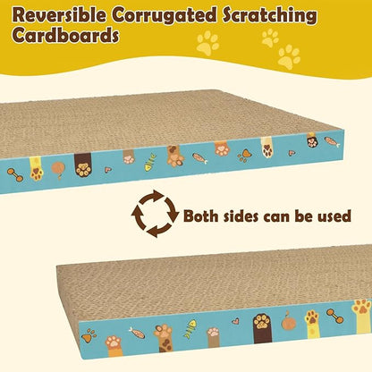 Cardboard Cat Scratcher 3 Pack Refill Reversible Cat Scratching Pad Durable Cat Scratchers for Indoor Cats Kitten to Protect The Furniture (Cat Paws)