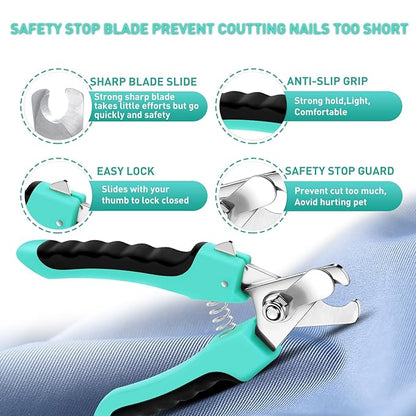 5 PCS Self Cleaning Slicker Brush & Pet Grooming Rake & Bath Brush & Nail Clippers & Pet Comb for Dogs and Cats,Professional Deshedding Dematting Tool for Long and Short Haired Pets