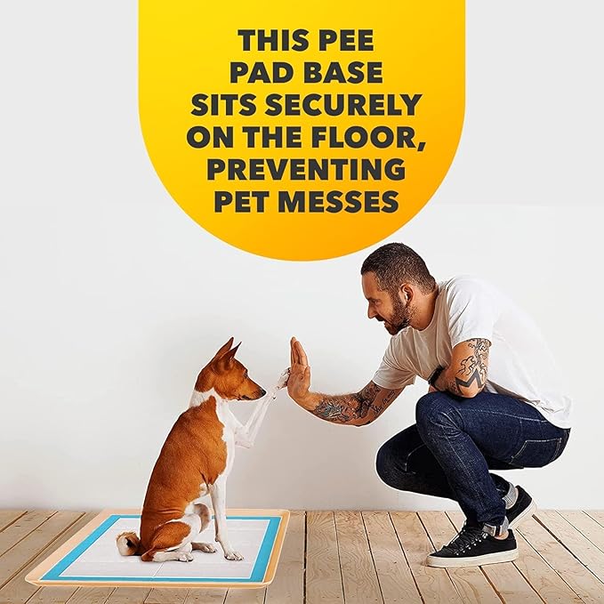 TidyFriend 2 Pack Dog Pee Pad Holder Tray - Fits Up to 24” x 24” Pee Pad Holder for Dogs - Stable Grip, Raised Edges, Quick-Wipe Silicone Surface Dog Pad Holder for Indoor Flooring Protection (Beige)