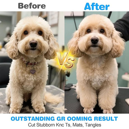 2-in-1 Pet Grooming Kit-Double-Sided Dematting Comb & Flea Comb for Detangling Matted Fur on Dogs/Cats/Rabbits-Effective Cat Brush & Dog Brush for Shedding（Blue