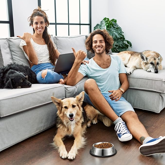 10 Pcs Small Dishes for Dogs Metal Dog Bowls No Slip Puppy Bowl Stainless Steel Dogs Food and Water Bowls with Rubber Base Bottom Pet Feeding Dishes for Cats