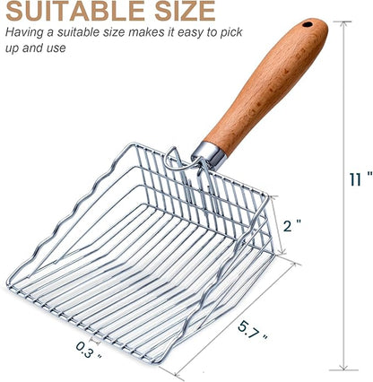 Cat Litter Scoop with Hook and Hole, Stainless Steel for Easy Clean, Premium Kitty Shovel Metal, Sifter Scooper, Durable, Heavy Duty, Not Smelly, for Litter Box (Only Scoop)