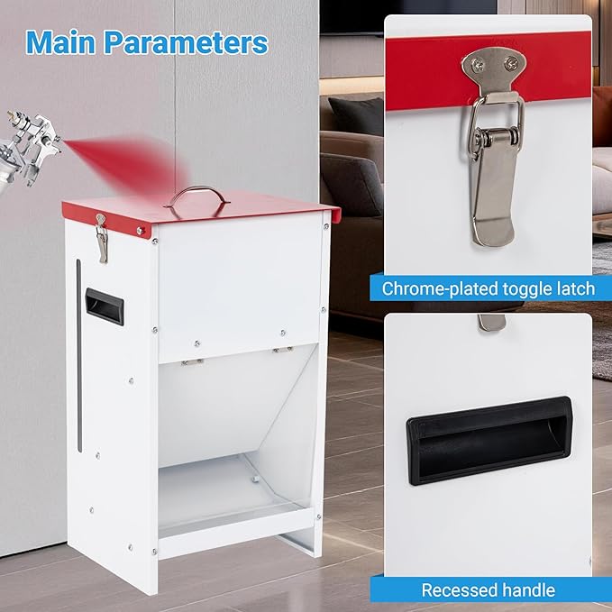 Metal Automatic Dog Feeder - 50LBS Capacity Automatic Gravity Dispenser, Powder Coated & Waterproof for Indoor & Outdoor Use, 16.1" L x 12.2" W x 27.8" H, Red and White