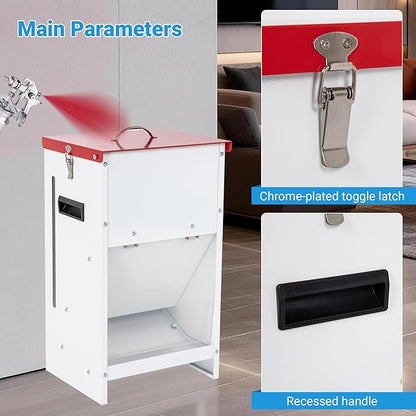 Metal Automatic Dog Feeder 2-Pack- 25LBS Food Capacity Automatic Gravity Dispenser, Powder Coated & Waterproof for Indoor & Outdoor Use, 12.3" L x 10.5" W x 21.3" H, Red and White