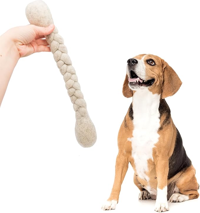Glaciart One 15-Inch Dog Wool Rope Toy - Durable Chew Toys for Small and Medium Breeds - Natural, Plastic-Free, Non-Allergic - Long-Lasting Play and Activity Ball for Dogs, Indoors and Outdoors