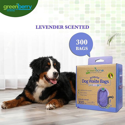 Greenbone BioBase Pull and Go Poop Bags 300 Bag Roll Lavender Scent For Home or Yard Box Dispenser