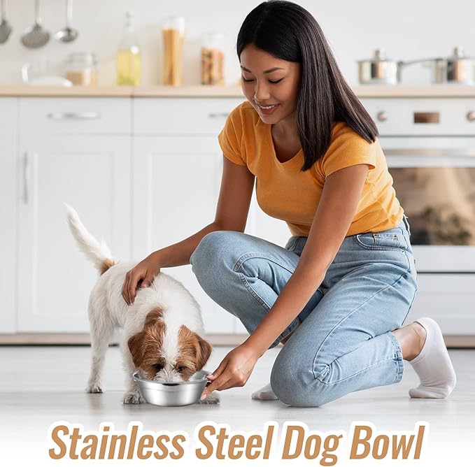 Nuanchu 15 Pack Stainless Steel Dog Bowls Bulk, 15 oz Pet Food Water Bowls for Small Dogs/cat, Dishwasher Safe Feeder for Multi-pet Homes/pet Shop
