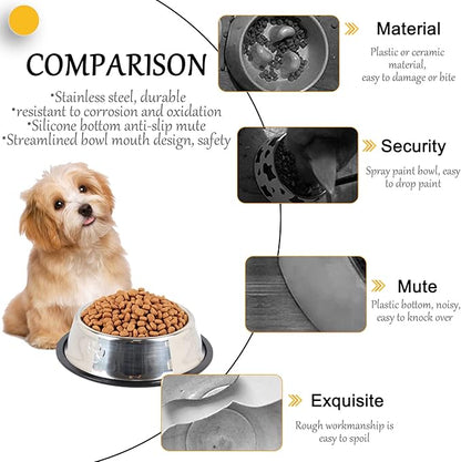Hamiledyi Stainless Steel Dog Cat Bowl with Rubber Base 4 Pack Pet Feeder and Water Bowls Stackable Non-Slip Puppy Dishes for Small Medium Animals Kitten Rabbit