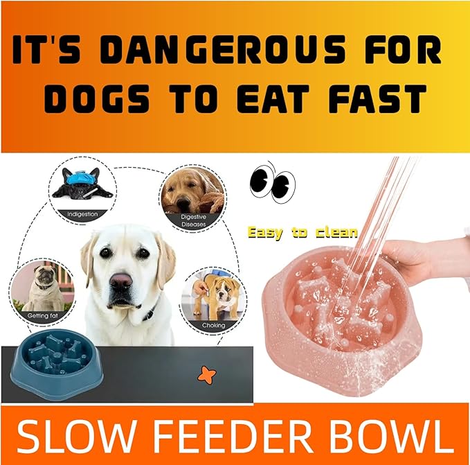 Slow Feeder Dog Bowls- Promote Healthy Eating Habits,Dog Puzzle Feeder,Anti-Gulping Puzzle Design for Small/Medium/Large Pets, Reduce Bloat & Improve Digestion (Pink)