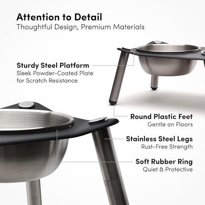 Adjustable Elevated Dog Bowl 56 fl oz Stainless Steel Bowls
