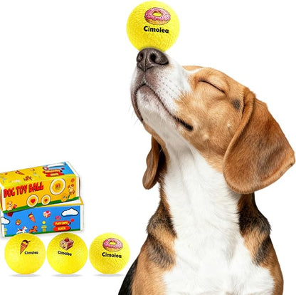 Dog Balls Tennis balls for Dogs, Interactive Dog Toys for Aggressive Chewers ,Indestructible Dog Toy to Keep Them Busy, Puppy Chew Toys for Teething, Durable Dog Ball for Medium Small (Dessert-2.6")