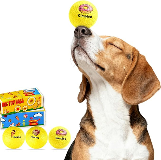 Dog Balls Tennis balls for Dogs, Interactive Dog Toys for Aggressive Chewers ,Indestructible Dog Toy to Keep Them Busy, Puppy Chew Toys for Teething, Durable Dog Ball for Medium Small (Dessert-2.6")