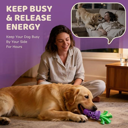 Indestructible Dog Toys for Aggressive Chewers: Heavy Duty Milk-Flavored Chew Toy for Medium & Large Dogs 20–70 lb, Dental Teeth Cleaning, Long-Lasting Enrichment Toys(Purple)
