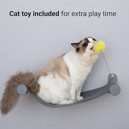 SVD.PET Wall Mounted Cat Hammock with Toy, Easy-to-insall Cat Wall Shelf with Soft Pad on This Premium Kitty Furniture, Modern Design. Easily Supports up to 40 lbs (Easy-Install, Dark Grey)