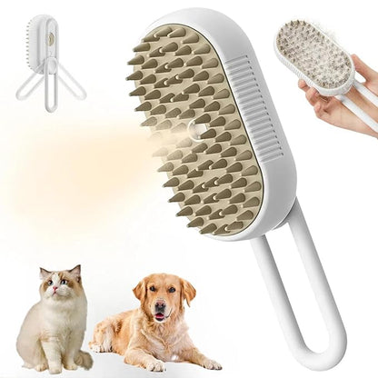 4 in 1 Cat Steam Brush for Shedding, Cat Brush with Steam, Pet Groomer Comb for Massage, Cleaning, Shedding & Combing, Hair Removal Comb for Cats Dogs (White, For short hair)