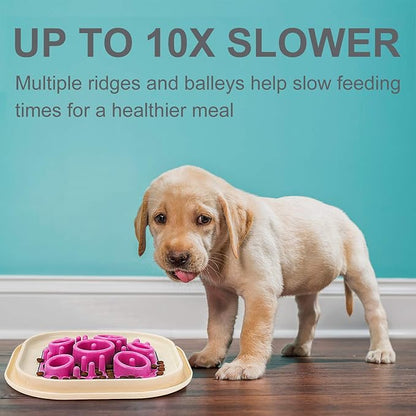 Bolux Slow Feeder Dog Bowls, 11"×11" No-Spill Dog Food Puzzle Bowl, Pet Slow Feeder Lick Mat, Puppy Funny Feeder Bowl, Large & Heavy Dog Dishes, Slow Eating Pet Bowl for Small Medium Large Dogs