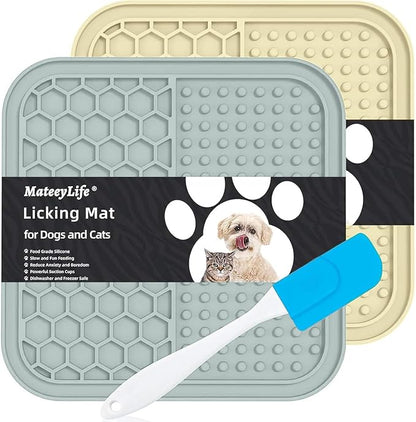 MateeyLife Lick Mat for Dogs with Suction Cups, 2PCS Slow Feeder Bowls, Small Cat Lick Mat for Anxiety Relief, Dog Toys to Keep Them Busy, Enrichment Toys for Bathing, Cat Licking Pad for Boredom