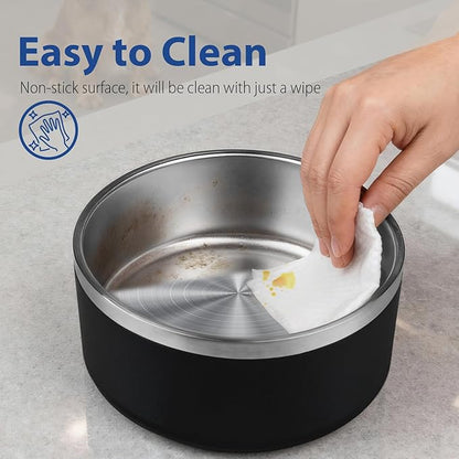 Dog Bowl, Stainless Steel Dog Bowls for Food and Water, Metal Pet Feeding Bowl with Insulated Non-Slip Quiet Bottom, Easy to Clean, Dishwasher Safe, 32oz,4 Cup | Black