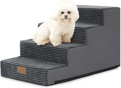 Dog Stairs for Small Dogs 15.7" H, 4-Step Gentle Incline Pet Step for Couch Sofa, Non-Slip Dog Ramp for Puppy Doggie Senior Cats, 15.7x23.6x15.7 Inch, Charcoal Grey