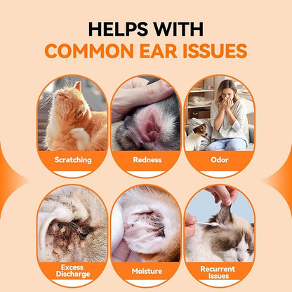 Dog Ear Drops with Finger Cots, Natural Dog Ear Cleaner and Infection Treatment, Quantum Silver Dog Ear Cleaning Solution for Itching, Irritation & Wax Build-Up,1oz