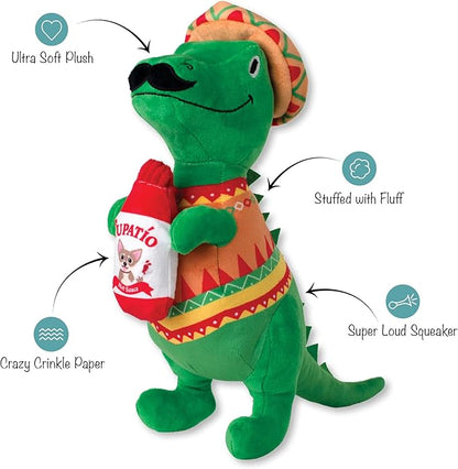 Fringe Studio Fiesta Saurus Plush Dog Toy, Pet Shop Collection (314338)