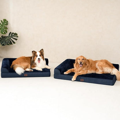 EHEYCIGA Memory Foam Dog Bed Large Size Dogs, Orthopedic Dog Bed Large with Washable Removable Cover, Waterproof Pet Sofa Couch with Nonskid Bottom, 36x27x6, Navy Blue