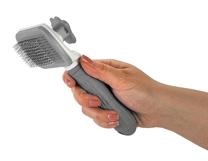 Self Cleaning Slicker Brush - PINK/GREY/BLUE - 1Pc- Pet Grooming Shedding Brush for Dogs and Cats - Remove Loose Undercoat & Tangles - Massaging Tool for Long or Short Hair