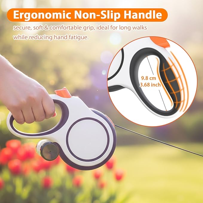 Retractable Dog Leash 26ft Heavy-Duty for Medium & Large Dogs - Upgraded Lock, Tangle-Free, Ergonomic Grip - Perfect for Walking, Running, Outdoor Training