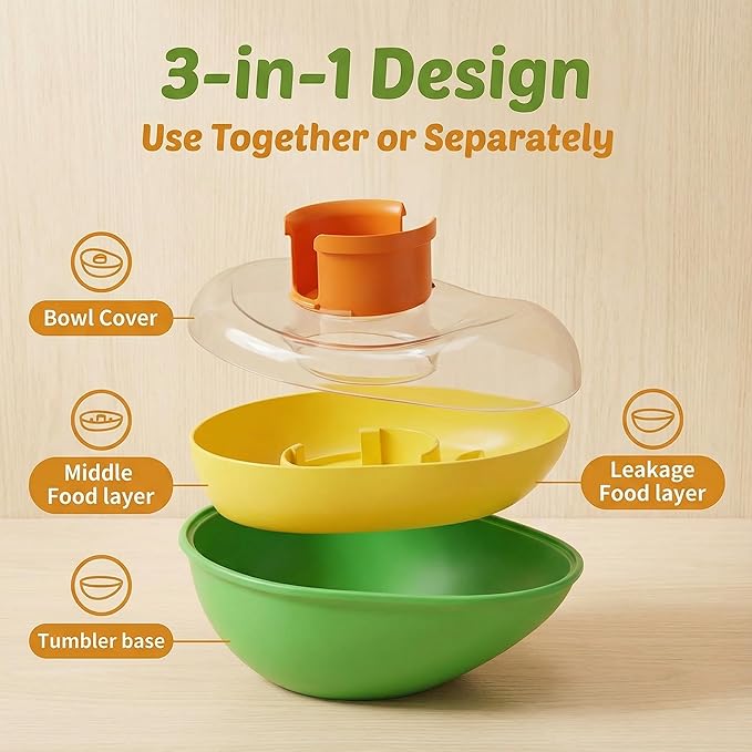 3 in 1 Dog Slow Feeder, Non-Spill, Anti-Choking, Interactive Toys to Keep Them Busy, Detachable, Easy to Clean, Great for Slower Feeding& Food Training