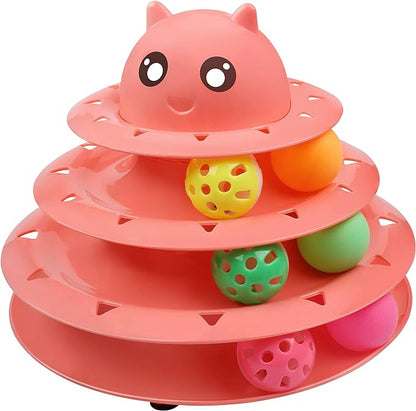 UPSKY Cat Toy Roller 3-Level Turntable Cat Toy Balls with Six Colorful Balls Interactive Kitten Fun Mental Physical Exercise Puzzle Toys
