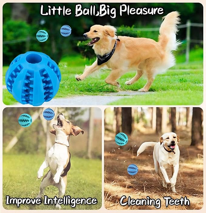 2 Pcs Non-Toxic Rubber Dog Toy Ball, 2.75 inch Durable & Tough Rubber Dog Treat Dispensing Puzzle Ball Chew Toy & IQ Training Toy for Small & Medium Sized Dogs (Torquoise, Pink)