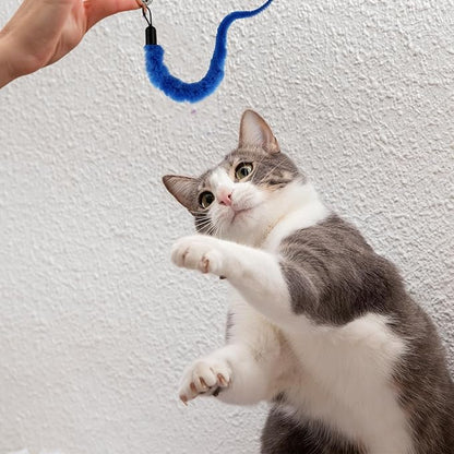 Vin Beauty 12 Pcs Cat Worm Toy Refills Cat Toys Wand Replacement Cat Wand Refills Worm Teaser with Bells Cat Wand Attachments Worm Toy Cat Accessories for Bored Indoor Cats Kitten