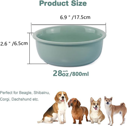Single Replacement Bowl for 6.3'' High Elevated Dog Bowls, Non-Slip Pet Feeding Dishes for Small Medium Dogs and Cats, Durable Porcelain Dog Food and Water Bowls(28oz, Light Green)