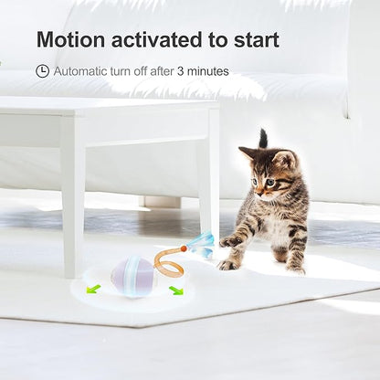 Interactive Cat Toys for Indoor Cats,The 3rd Generation Agile Moving Cat Ball with Elastic Mesh Tail,Automatic Kitten Toys for Bored Indoor Cats (Purple)
