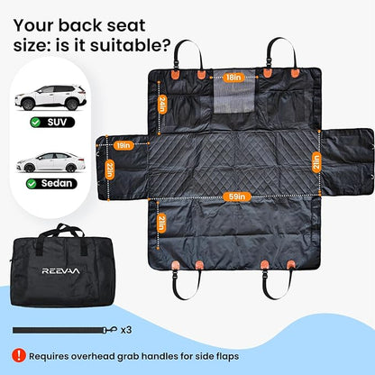 REEVAA Dog Seat Cover, [100% Waterproof] Hammock Scratch Proof Nonslip Durable Soft Pet Back Seat Covers for Cars, SUVs, Non-Hard Bottom