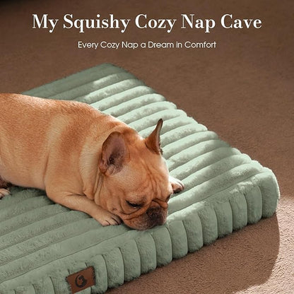 Orthopedic Dog Bed Medium Size Dog, Pet Beds with Waterproof Lining, Soft Short Plush Surface & Egg Crate Foam, Machine Washable Pet Mat with Removable Cover & Anti Slip Bottom