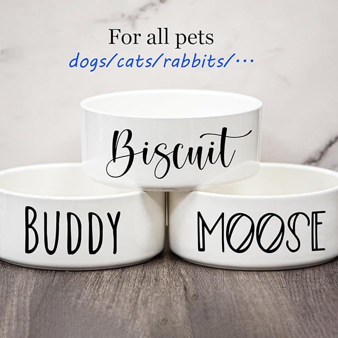 GUANKE Personalized Ceramic Pet Bowls, Custom Small Medium Large Dog Food Dishes, Puppy Cat Rabbit Water Bowl, Custom Name, S/M/L Size for All Pets