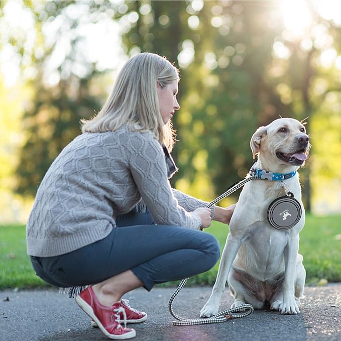 Collapsible Dog Bowls for Travel, 2-Pack Dog Portable Water Bowl for Dogs Cats Pet Foldable Feeding Watering Dish for Traveling Camping with Carabiners, BPA Free (Grey&Navy, Small (Pack of 2))