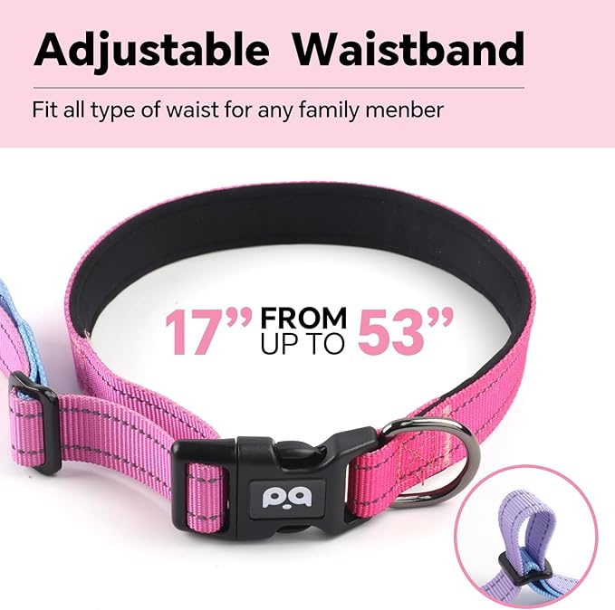 QQPETS Hands Free Dog Leash with Car Seat Belt, Adjustable No Pull Bungee Dog Running Waist Leash, Versatile Crossbody Rope for Walking, Jogging and Hiking